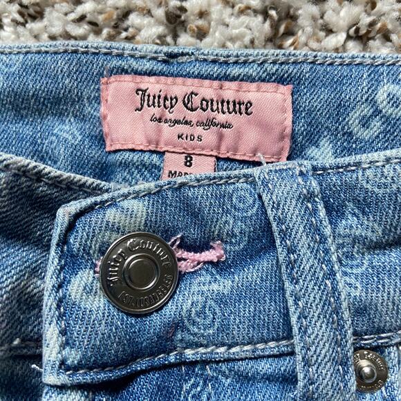 Juicy Couture Kids All Over Print Straight Jean Girls 8 Med Wash Stretch Denim - Picture 9 of 11